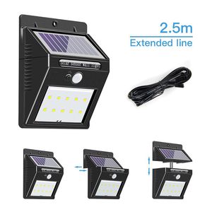 Solar Powered LED Wall Light Waterproof Security Lights PIR Motion Sensor Solar Wall Lamp With Separable Solar Panel and 8ft Extension cords