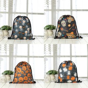 Borsa regalo di caramelle di Halloween Tasca tascabile Stampa teschio di zucca Zaino con coulisse Borsa con coulisse Zaini multistili