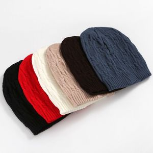 Woolen Strickmütze Frauen Hut Winter Warme Skullies Mützen Mädchen Häkeln Zöpfe Hüte Lässige Herbst Gestrickte Beanie Caps