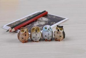 4 stil micro mini fairy trädgård miniatyrer figurer uggla fåglar djur action figur leksaker prydnad terrarium dhl frakt gratis