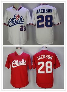1986 Retro Memphis Movie Chicks Baseball 28 Bo Jackson Trikots genäht 16 29 B.Jackson Rot Weiß Hemden Größe S-XXXL Männer