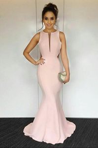 2018 Nowy Blush Pink Mermaid Prom Dresses Cut Out Kelkienne Bez Rękawów Backless Vestidos de Fiesta Sukienka do ukończenia formalnej sukni wieczorowej