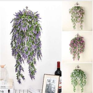 Country Style Wall Hanging Artificial Plant Leaves Lavender Basket Flowers Home Balcony Wedding Decor 7A2115