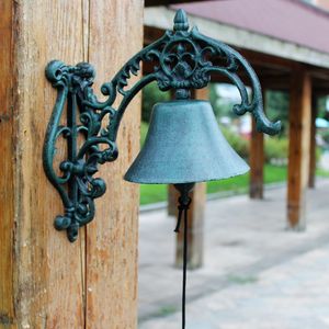 Żelazo Duży Big Welcome Dinner Bell Garden Dekoracje Ścienne Dark Green Metal Handbell Crafts Home Shop Store Decoration Drzwi Gorcz Kabina Lodge Antyk