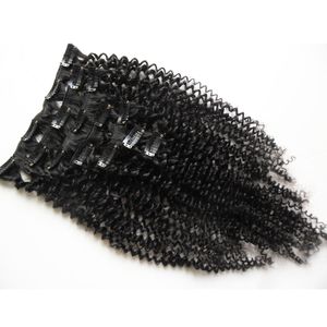 Mongolski Kinky Curly Hair Class w 100g Mongolian Kinky Curly Clip in Hair Extensions 7 sztuk Klip w Ludzkich Hair Extensions