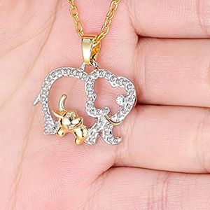 Colar mulheres moda coreana linda elefante liga de cristal metal pingente colar de jóias de ouro cadeia