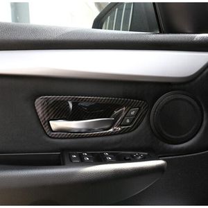 Decalcomanie della vaschetta della porta interna in fibra di carbonio Trim 4 pezzi per BMW Serie 2 Active Tourer F45 ABS Car Door Polsi Decorazione Paillettes