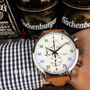 Najlepszy luksusowy prezent Nowa marka mężczyzn Watch skórzany ruch VK Chronograph Quartz Watch w Space Sports Mens Watches