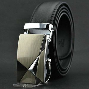 Hot Sale Mens Fashion Luxury Men's Automatic Buckle Split Leather Waist Strap Belts Belt For Men High Quality Jeans Black Waistband