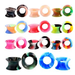 Colorful Silicone Gauges Plugs For Body Art Double Flared Flexible Tunnels Ear Skin Stretcher Kit Unisex Piercing Jewelry