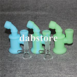 Glow in dark Silicone Bong Waterpijpen Silicone Oil Rigs mini bubbler bongs Hookahs dabber tools