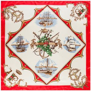 New Twill Silk Scarf Women Spain Boat Fleet Printing Office Bandana Fashion Silk Foulard Handkerchief Female Wraps&Shawls 90cm*90cm