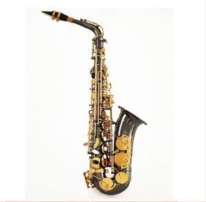 Neues Ankunfts-Altsaxophon aus schwarzem Nickel und Gold, professionelle Blechblasinstrumente für Studenten, E-Flat-Eb-Saxophon mit Mundstück, Koffer und Zubehör