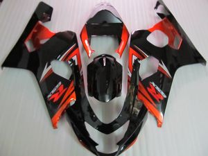 7 gåvor FARING KIT FÖR SUZUKI GSXR600 GSXR750 04 05 K4 Eftermarknad GSX-R600 / 750 2004 2005 Svart Röda Flames Fairings Set Bo89