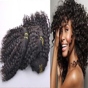 Yuntian Hair 3 sztuk Mongolian Kinky Curly Hair Extension 100% Remy Human Hair Weaving Wiązki Maszyna Double Weft Nature Color