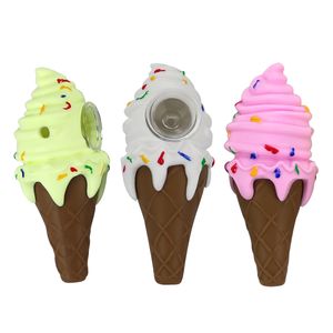 4.30" ice cream pattern smoking pipes cone worm style hand pipe for smoking herb glass bowl silicone bong