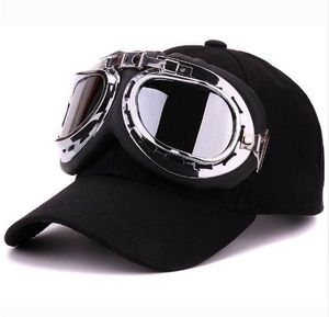 Fancy cotton 6 panels ski goggles baseball cap with polite glasses sports caps decoration novelty halley hat for men and women