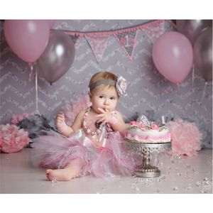 Fondale per bambina principessa per fotografia di feste di compleanno Puntelli per servizi fotografici per neonati Sfondi per studio fotografico grigio Chevron per bambini