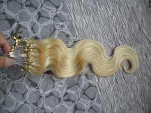 Micro Loop Ring Hair Extensions Menschliche Blondine Brasilianische Körperwelle Haar Micro Loop Menschliche Haarverlängerungen 100g Micro Perlen Erweiterungen