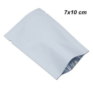 200 pçs / lote 7x10 cm Branco Aberto Top Mylar Folha De Embalagem Saco de Vácuo Calor Sealable Mylar Sacos de Folha de Alumínio Heat Seal Pacotes de Amostra Bolsa Mylar