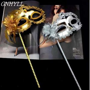 Gnhyll lantejoula veneziana máscaras mascarad máscara na vara flor de flor de mão de máscara de olho handheld festa de festa de Natal ano novo