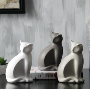 Minimalistyczny Ceramiczny Szczęście Cat Statua Home Decor Crafts Room Decoration Porcelain Animal Figurka Manki Neko Dekoracje ślubne