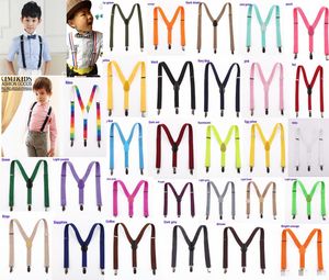 Mode Boys Tjejer Kids Suspenders Högkvalitativa Justerbara Elastiska Clip-On Y-Back Braces Baby Bälten Barnkläder Tillbehör Fullständiga färger