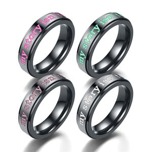 My Story Isn't Over Yet Stainless Steel Ring For Men Women Letters Rings Awareness Fashion Jewelry Size 4-13