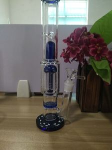 Bongos de vidro para tubos de vidro com 26,5 cm de altura e 14 mm de altura e tubos de vidro para água.azul esverdeado