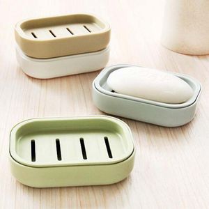 New arrival Double-layer Plastic Soap Dish bathroom drain soap holder Creative travel portable Non-slip soap box