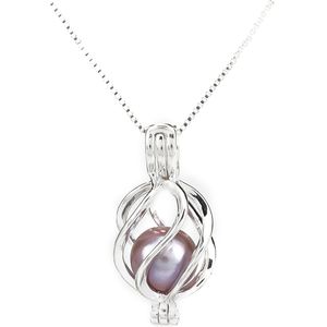 925 Sterling Silver Pick a Pearl Cage Warp Twist Cage Locket Pendant Necklace Boutique Lady Gift