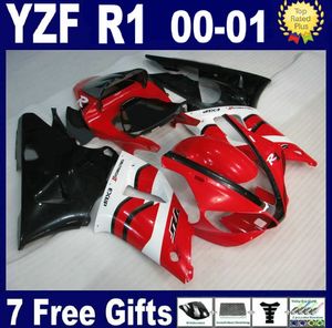 Bezpłatny niestandardowy zestaw do obróbki dla Yamaha YZF R1 2000 2001 Black White Red Fairings Set YZFR1 00 01 ER40