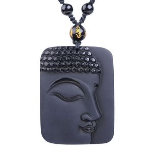 100% Natural Obsidian Stone top fashion crystal pendant Buddha Buddha Head necklace Pendant gift for men and women