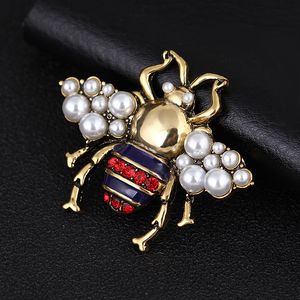 Vintage Style Pretty Pearl Beads Little Bee Brooch Amazing Antiuqe Style Beetle Collar Pin For Women And Men Fashion Clothes Acessories