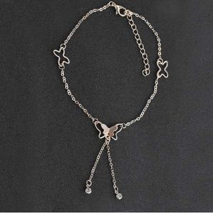 Atreus Butterfly Pendant Anklets Foot Chain Summer Yoga Beach Leg Bracelet Handmade Anklet Rose Gold Silver Color Jewelry Gift