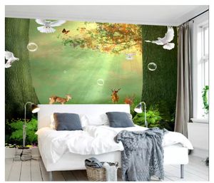 Grossist-3d foto tapet anpassade 3d väggmålningar tapet den vackraste feen oljemålning skog TV bakgrunds väggmålning hem