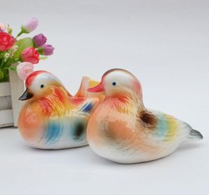 Keramisk Mandarin Duck Lovers Heminredning Hantverk Rumsdekoration Keramiska prydnad Porslin Animal Figurines Bröllopsdekorationer