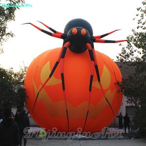 Halloween Party Decorations Pumpkin Head Inflatable Balloon Model Spider On Top For Outdoor Events