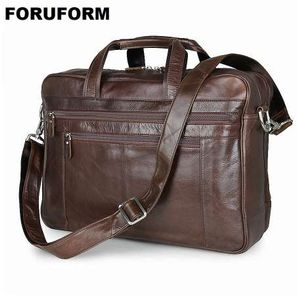 Äkta läder män portfölj 17 tums företag Laptop Tote Bag Cowhide Men's Messenger Bags advokat handväska axelväska för man