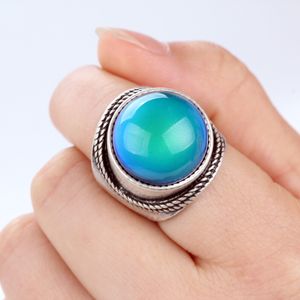 Fancy Color Change Mood Stone Ring Jewelry Vintage Bohemia Retro Emotion Feeling Rings MJ-RS045