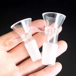 I lager Glasbåge För bongtillbehör tobaksrökning 14mm 18mm hanledskål glas berusande glidande askfångare glasskål med handtag
