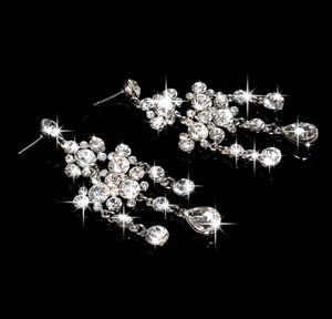 Bridal Necklace earrings two pieces of water drill flowers new jewelry wedding jewelry2076