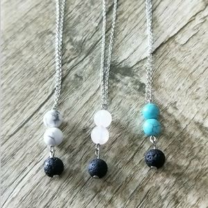 Fashion Natural Lava Stone Turquoise Necklace Volcanic Rock Aromatherapy Essential Oil Diffuser Necklace For Women Jewelry