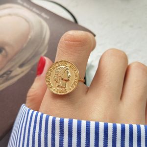 Новый стерлингового серебра 925 рисунок монета кольца золото мода личности доллар аватар монета открытые кольца для женщин золотые подвески ювелирные изделия S18101002