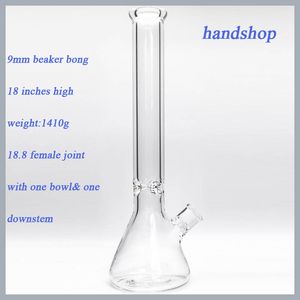 Hookahs 9mm 18 polegadas de vidro grosso Bongs Beaker Bong Pipes Base Heady Water Smoking Waterpipes