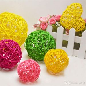 Kolorowe Rattan Ball Dla Birthday Party Wall Decor Sztuczne Słomy Kulki Boże Narodzenie Dom Wiszący Ornament Craft Supplies 1YT5 FF