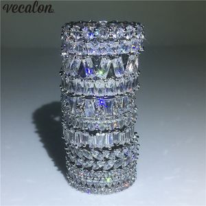 Vecalon 9 Styles Lovers Finger Sterling Sier Diamonds CZ Engagement Wedding Band Ring için Kadın Mücevherleri