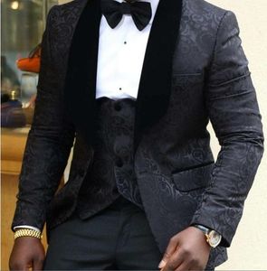 Yeni Damat Smokin Groomsmen Kırmızı Beyaz Siyah Şal Yaka En Iyi Adam Takım Elbise Düğün erkek Blazer Custom Made Suits (Ceket + Pantolon + Kravat + Yelek) 003