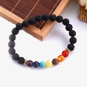 Bling-World 7 Chakra Healing Balance Beads Armband Yoga Life Energy Armband Lovers Casual Smycken 13 Rainbow Natural Stone