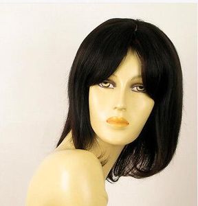 peruca mulher 100% natural do cabelo meio comprimento destaques preto / vermelho BAHIA 1b410